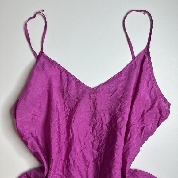 Sunny Leigh 100% Silk Fuchsia Camisole M Barbiecore Coquette Y2K Lingerie Top - Picture 6 of 10